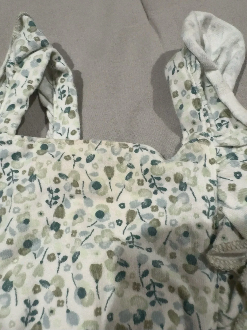 Carter's White Romper with Blue & Green Floral Print